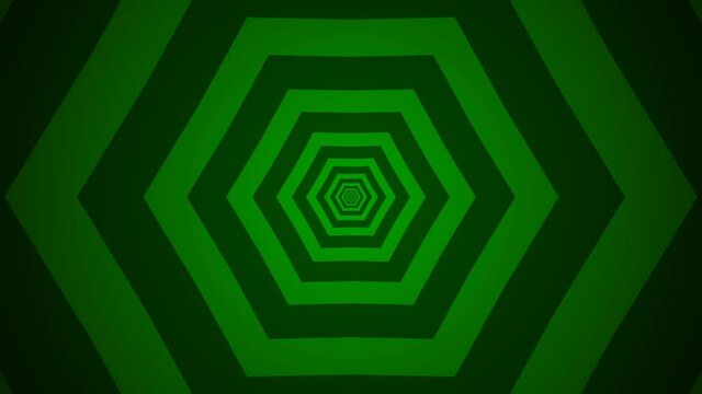 Green hexagon shape zoom out seamless abstract background animation