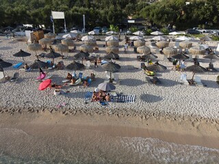 Aerial View Mega Ammos Tropical Beach Of Famous Sivota Greek Riviera  Tourist Destination In Epirus Greece