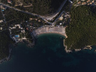 Aerial Shot Of Mega Ammos Tropical Beach In Famous Sivota Town In Epirus, Greece