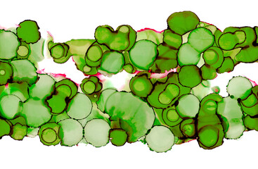 Green stains texture background isolated on white. Colorful wallpaper for graphic design. Alcohol ink technique. Large green blot on the light background. Web banner green gradient fill background.