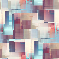 Bright colorful seamless rectangles with blue and turquoise, rosybrown  accents, digital abstract painting. Beautiful background
