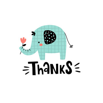 vector illustration of cute elephant and text