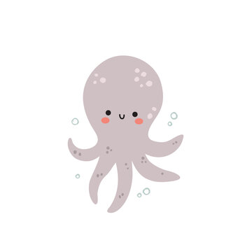vector cute octopus on a white background