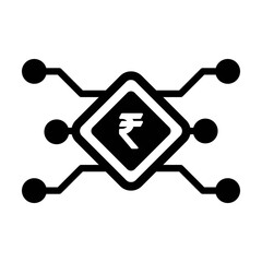Digital rupee symbol icon vector currency sign for digital transactions for asset and wallet in a flat color glyph pictogram illustration