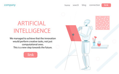 Artificial intelligence home page layout mockup