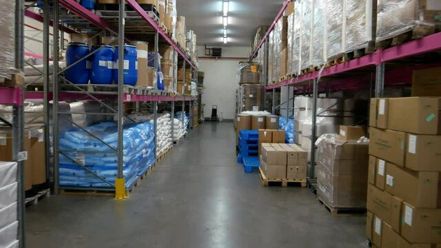 Finished products warehouse. Warehouse space.