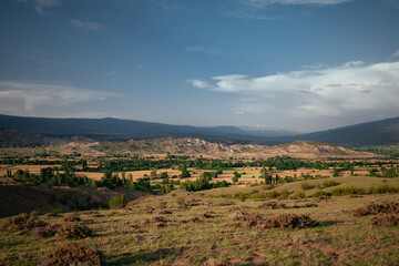 Fototapeta na wymiar A large plain, mountains and spike fields in Anatolia