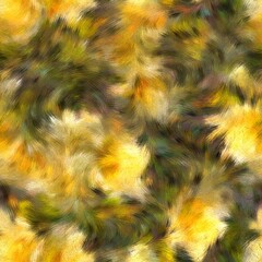 Seamless faux digital painted floral pattern print. High quality illustration. Procedural painting with realistic brush strokes in impressionistic style. Abstract art for surface design and print.
