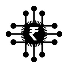 Digital rupee icon vector currency symbol for digital transactions for asset and wallet in a flat color glyph pictogram illustration