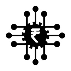 Digital rupee sign icon vector currency symbol for digital transactions for asset and wallet in a flat color glyph pictogram illustration