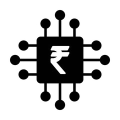 Digital rupee money icon vector currency symbol and sign for digital transactions for asset and wallet in a flat color glyph pictogram illustration