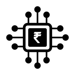 Digital rupee sign icon vector currency symbol for digital transactions for asset and wallet in a flat color glyph pictogram illustration