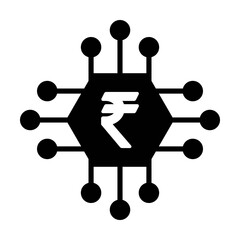 Digital rupee sign icon vector currency symbol for digital transactions for asset and wallet in a flat color glyph pictogram illustration