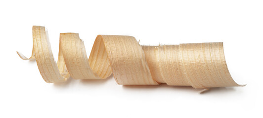 Wood shavings isolated on white background