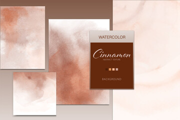 Set of brown watercolor stain background style