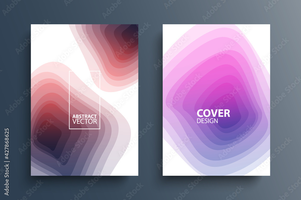Poster Brochure cover template layouts with abstract gradient design elements. Futuristic abstract modern pattern with fluid colors, soft wave shapes for your creative design. Vector illustration.