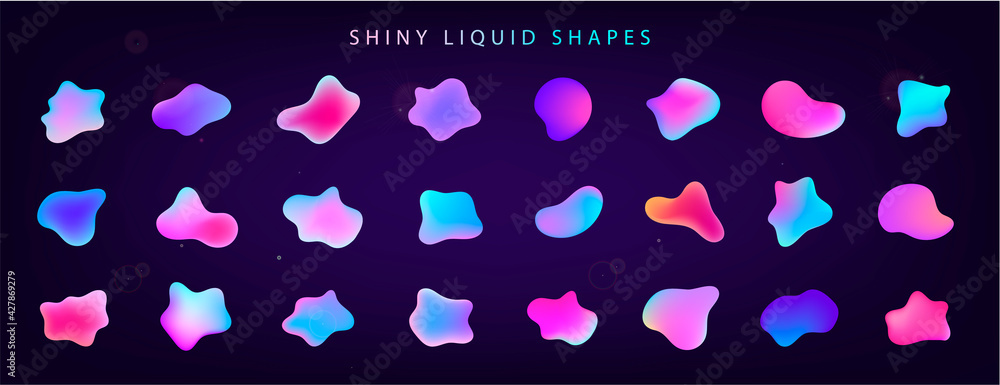 Aufkleber set of abstract liquid modern graphic elements. dynamical colored forms, gradient abstract banners w