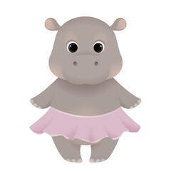 Cute ballerina hippo baby shower character