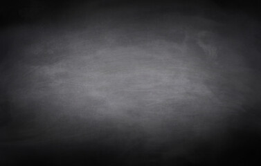 Chalkboard texture background with grunge dirt white chalk on blank black board billboard wall