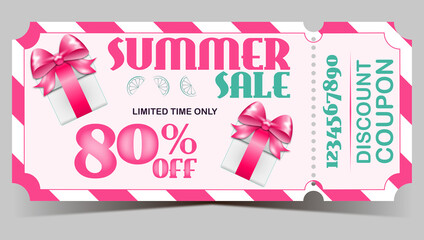 Summer big sale pink ticket with green elements