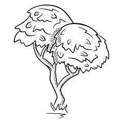 Wood. Sprawling tree. Nature. Flora. Cartoon style. Vector illustration.