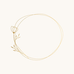 Hand drawn circle frame with beautiful flowers. Vector unique illustration. - 427874048
