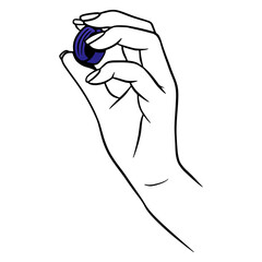 Bottle cork in hand. Cork from a plastic bottle. Cartoon style. Vector illustration.