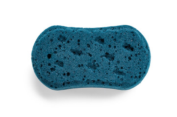 blue sponge for body bath on isolated white background 
