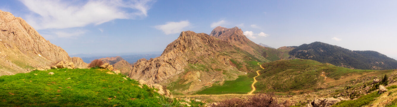 Atlas mountains located in north africa and this is tikjda located in Algeria , Landscape view of national park Tikjda in Bouira Algeria