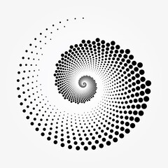 Abstract background. Dotted round logo. Halftone swirl object. Halftone dots circle texture. Abstract circle pattern. Vector art illustration. Halftone design element.