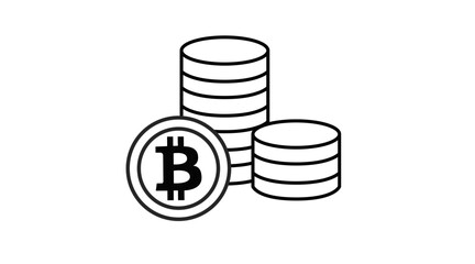 Bitcoin stacked coins icon in flat style. Vector isolated illustration of stack of bitcoins.