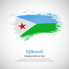 Obraz na płótnie Canvas Brush painted grunge flag of Djibouti country. Independence day of Djibouti. Abstract creative painted grunge brush flag background.