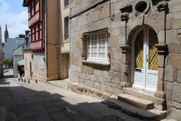 alley and houses in quimper in brittany (france) 