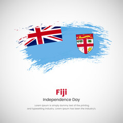Brush painted grunge flag of Fiji country. Independence day of Fiji. Abstract creative painted grunge brush flag background.