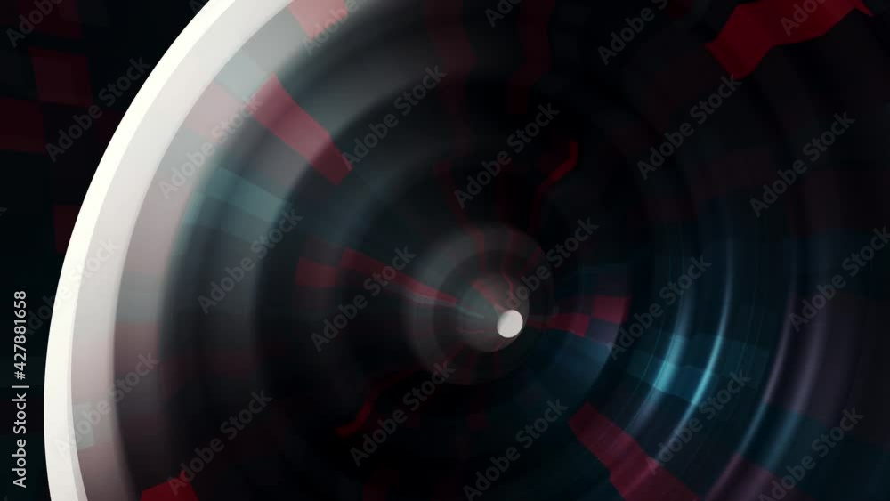 Poster abstract 3d pattern of circles with the effect of wave ripple displacement animation. 4k dark red bl