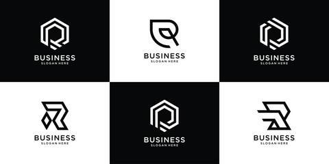Set of letter r logo collection with creative concept