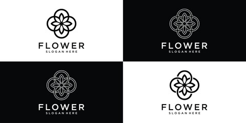 Floral ornament logo and icon set