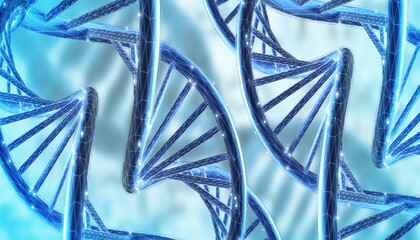 Blue DNA structure isolated background. 3D illustration