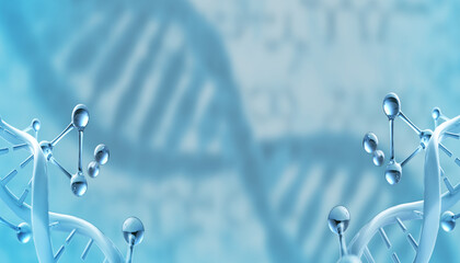 Blue DNA structure isolated background. 3D illustration