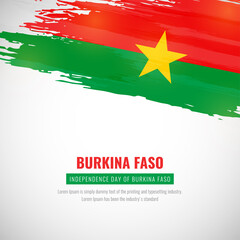 Happy independence day of Burkina Faso with brush style watercolor country flag background