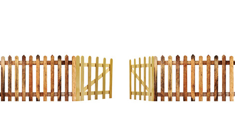 wooden fence isolated on white
