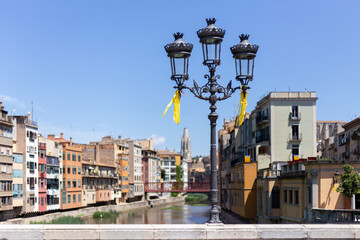 Fototapeta na wymiar Ornate street lamp in the Spanish city of Girona