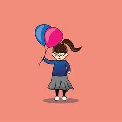 cute girl cartoon mascot
