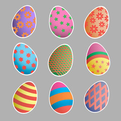 Multicolored Easter eggs. Easter eggs. Happy Easter card. Easter eggs on a white background.
