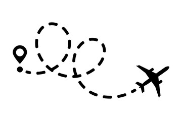 Airplane and its trail on a white background. Vector illustration