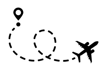 Airplane and its trail on a white background. Vector illustration