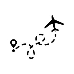 Airplane and its trail on a white background. Vector illustration