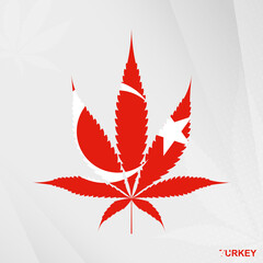 Flag of Turkey in Marijuana leaf shape. The concept of legalization Cannabis in Turkey.