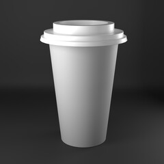 White coffee takeaway cup over a black background to showcase mockups designs