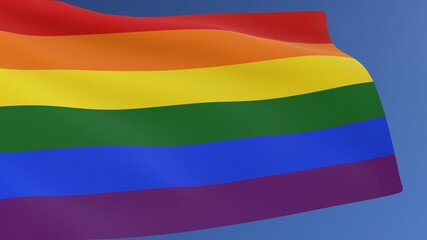 Lesbian, Gay, Bisexual, and Transgender Flag Waving in the Wind 